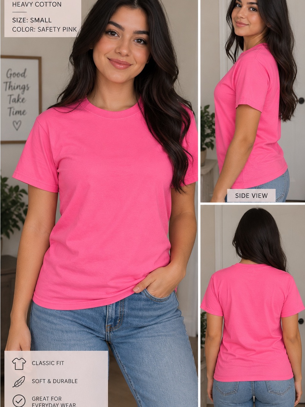 Gildan Short Sleeve Crewneck Tee in Safety Pink